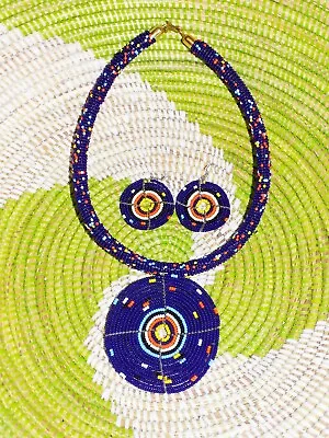African Speckled Necklace & Earrings Set Maasai Masai Massai Ethnic Boho Jsss23 • $21.97