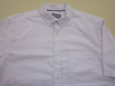 Marks & Spencer M&s Laundered Oxford 100% Cotton Short Sleeve Shirt Large • £9.99