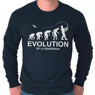 Evolution Of A Fisherman Funny Fishing Jokes Long Sleeve T Shirts Tees For Men • $22.99