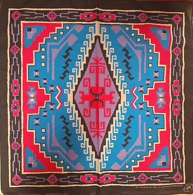 Vintage Wamcraft Bandana Handkerchief Southwest Aztec Tribal New Purple Blue  • $9