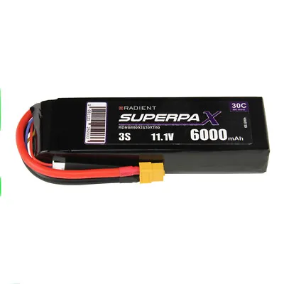 £60.49 • Buy Radient 6000mAh 3S 11.1v 30C RC LiPo Battery W/ XT60 Connector Plug