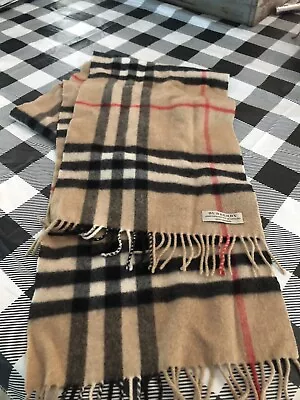 £120.87 • Buy BURBERRY Nova Beige Check Large Cashmere Scarf Wrap