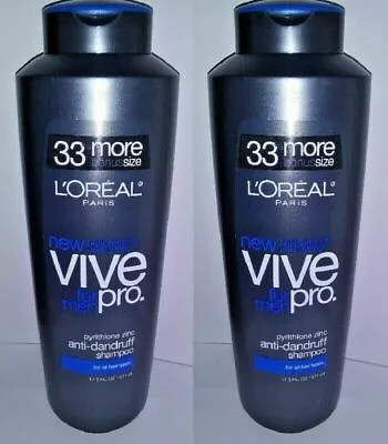2 L'oreal Vive Pro For Men Pyrithione Zinc Anti-Dandruff Shampoo HUGE 17.3 Oz • $79.95
