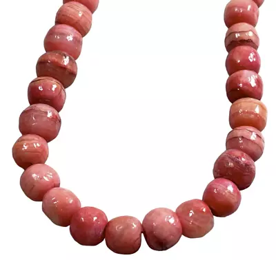 Vintage Pink Salmon Coral Agate Bead Necklace Strand 35 Inches Heavy 171g • $99.99
