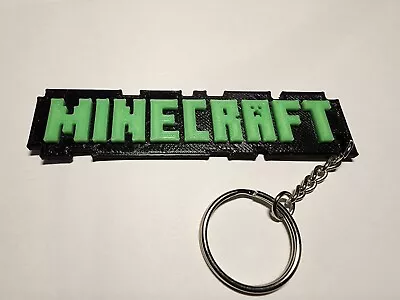 Minecraft Logo Keychain - Black 3D Printed - Free Shipping Keyring Included • $6