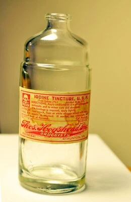 $9.50 • Buy Vintage STAUNTON VA Thomas Hogshead Druggist Iodine Bottle With Label