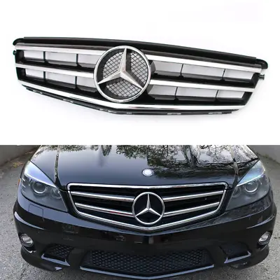 Black Sport Style Grille W/Emblem For Mercedes-Benz W204 C250 C300 C350 2008-14 • $62.68
