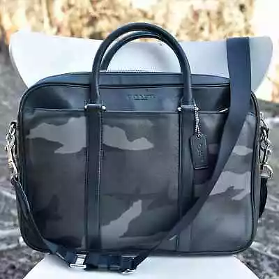 EUC Coach Perry Matte Camo Leather Slim Briefcase  • $139