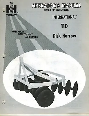 International110 3-point Hitch Disc Harrow Operator's Manual  • $26.95
