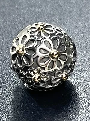 PANDORA Lazy Daisy Sterling Silver 925 Clip Charm With 14K Gold (796) • $39.99