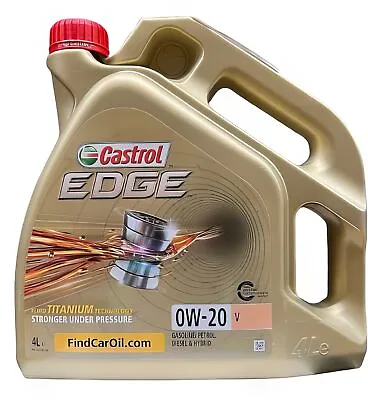 £51 • Buy Engine Oil Castrol Edge 0W20 4L 4 Litre V Fully Synthetic Motoroil 0W-20 15DA99
