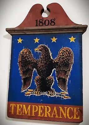 Vintage Mid-Century 1960s SILKSCREENED Tavern Sign AMERICAN EAGLE & TEMPERANCE • $115