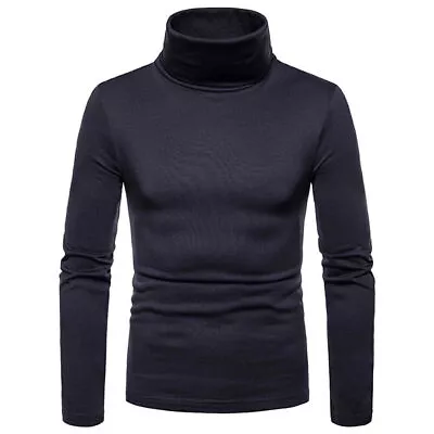 US Mens Turtleneck Pullover Long Sleeve Jumper Tops Warm Casual Slim Fit T-Shirt • $20.39