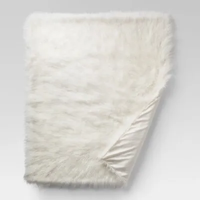 Project 62 Mongolian Faux Fur Throw Blanket  50 X 60 Cream • $34.97