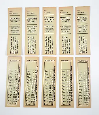 Lot Of 10 Vintage Unused OHIO & BALTIMORE Railroad Train Check Tickets Ephemera • $10.99