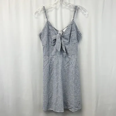 J.O.A Womens Knot Top Blue/White Gingham Print Knee Length Dress Size M • £15.42