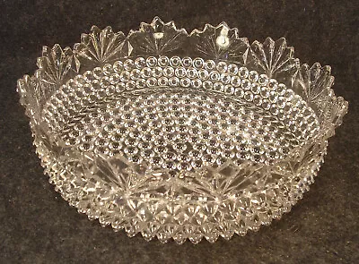 Antique 1910 EAPG Dewdrop Hobnail & Fan Pattern Glass 9.75  Bowl By US Glass Co • $9.99