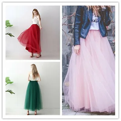 £21.11 • Buy 5 Layers Long Women's Tulle Skirts Wedding Bridal Petticoat Ball Gown TUTU Skirt