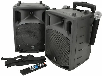 QTX PAV8 Portable Karaoke PA Speaker System Bluetooth SD USB CD DVD + UHF Mics • £440