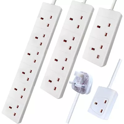 £7.99 • Buy UK Extension Lead Cable Electric Mains Power 1 2 3 4 6 8 10 Gang Way Plug Socket