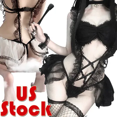 Women's Sexy French Maid Costume Anime Cosplay Lingerie Outfits Role Play Dress • $10.87