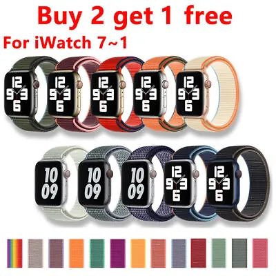 $3.84 • Buy Watch Band Strap Nylon Sport Loop Bracelet For Apple IWatch Series 7 6 5 4 3 SE