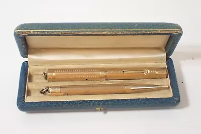 Vintage Swan Mabie Todd Pen & Ring Top Pencil Gold In Box • $75