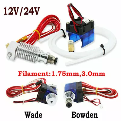 3D Printer V6 J-head Hotend + Fan For 1.75mm Bowder Extruder 0.4mm Nozzle Kossel • $11.46