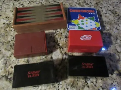 Lot 5 Vintage Travel-Magnetic Games-Scrabble Flash-Yahtzee-Boggle-Backgammon • $18.18