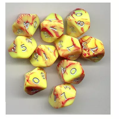 NEW RPG Dice Set Of 10D10 - Toxic Yellow-Red • $12.74