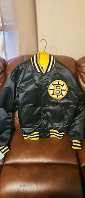 Boston Bruins Starter Jacket Vintage 80s Hockey NHL Satin Bomber Mens Sz Large • $150