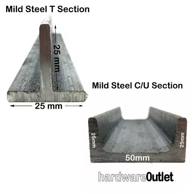 Mild Steel T SECTION & Mild Steel C CHANNEL U Section Bandsaw Cut  • £5.50