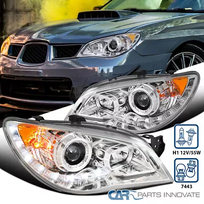 Fit 06-07 Subaru Impreza WRX LED Strip Clear Projector Headlights Head Lamps L+R • $186.95