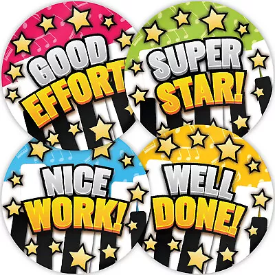 144 Piano Star Praise Stickers Music Lesson 30mm Super School Teacher Rewards • £1.99