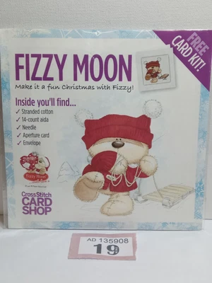 £2.29 • Buy FIZZY MOON Happy Christmas Cross Stitch Card Kit Teddy Bear Santa Hat & Envelope