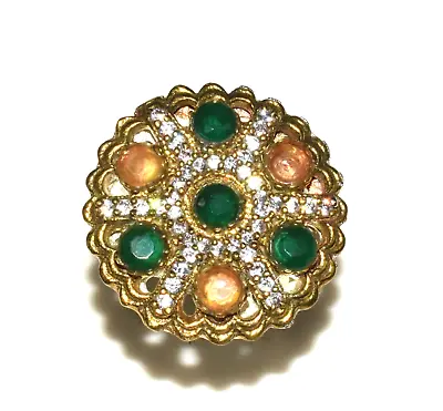 Created Emerald Zircon Mix Metal Gemstone Turkish Fashion Jewelry Ring Size - 7 • $9.99