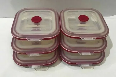 Collapse-it 6-Piece Silicone Food Storage Containers Red Square Set Kitchen • $32.99