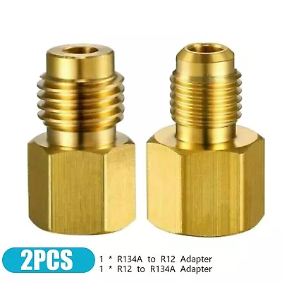 2Pcs/Set R134a To R12 Fitting Adapter 1/4 Female Flare 1/2 Acme Male Valve Kits • $8.54