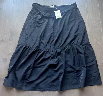 Free Assembly Belted Midi Skirt Metert Polyester Solid Black Women's Size 18 • $14.98