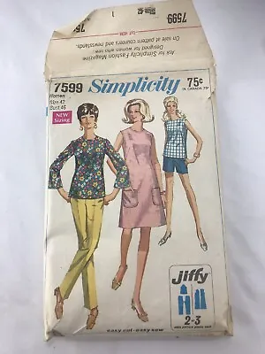 Vintage Sewing Pattern Simplicity #7599 Womens Dress Long Or Short Pants • $5.90