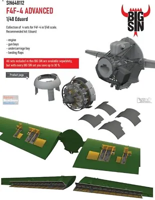 1/48 Eduard #SIN648112 Big Sin F4F-4 Advanced Resin Details For Eduard • $84.99