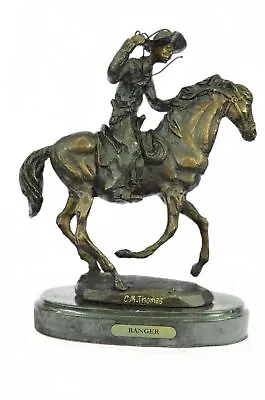 Vintage Original Art Cowboy Horse Bronze Sculpture Country Western Cabin Decor • $139.65