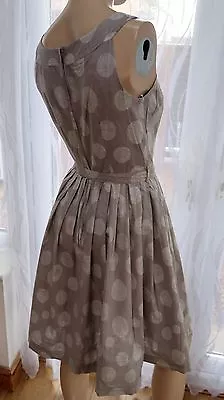 AD Beige Circle Dots Spotty 50’s Style Swing Skater Dress By NEXT 8uk Sleeveles • £9.99