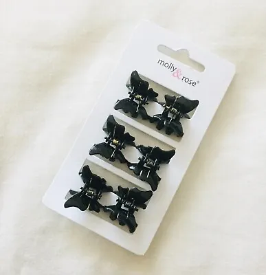 £2.29 • Buy Girls Ladies 6 Pack Butterfly Hair Clips Clamps Claws Black Colour High Quality 