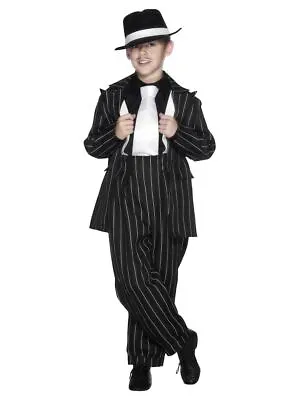 Zoot Suit Costume - Boys Gangster 1920s Black Fancy Dress Outfit  • £19.07