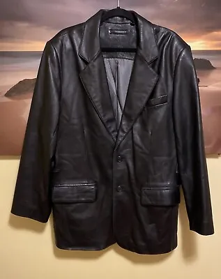 Roundtree & Yorke Genuine Lamb Skin Leather Jacket Coat  Men's Large Black • $50