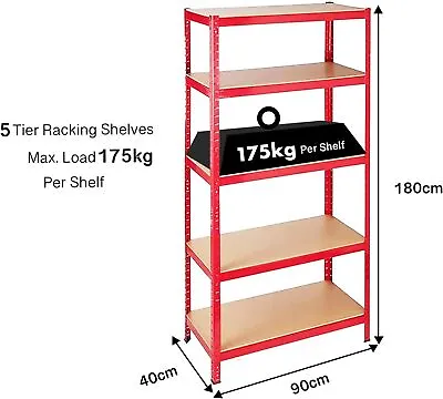 Shelving Unit Storage Shelves Steel Boltless 5 Tier Racking Heavy Duty Garage UK • £30.20