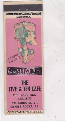 FIVE & TEN CAFE-McKEES ROCKSPA-PIN UP MATCHBOOK COVER FREE SHIP U.S • $10