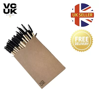 Disposable Bamboo Mascara Wands 50 Eyelash Eyebrow Lash Extension Spoolie Brush • £6.99