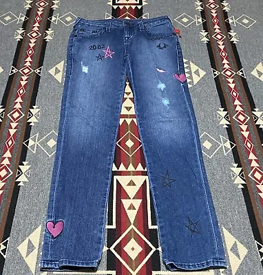 True Religion Girls Jeans Sz 14 Blue Skinny Casey Doodle NWOT R1 • $31.45